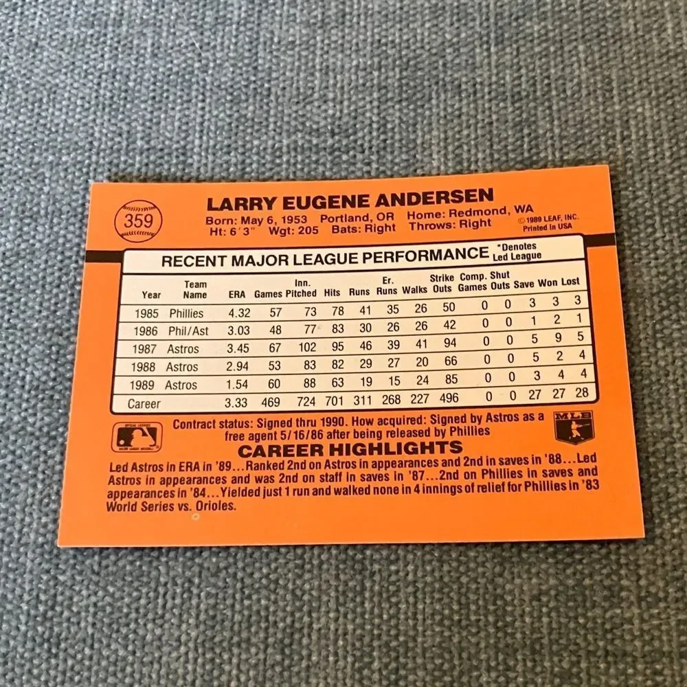 1990 Donruss Houston Astros Baseball Card Trading Card